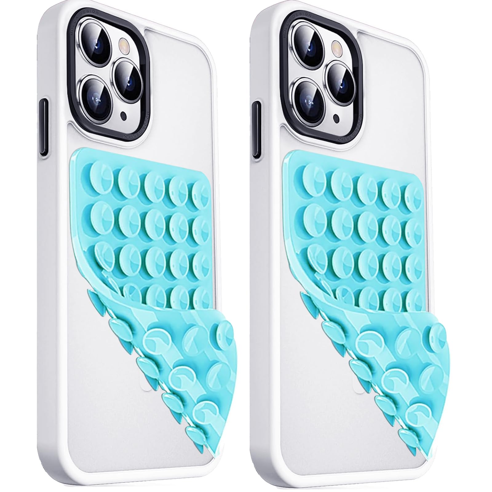 2 Pack Double Sided Silicone Suction Cup Phone Case Mount, Hands-Free Strong Grip Silicon Phone Holder for Selfies and Videos, Non Slip Phone Accessories (LightPink&Translucent)